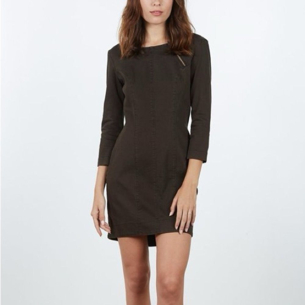 Prairie Underground Denim Minimalist Mini Dress Black Faded Size M